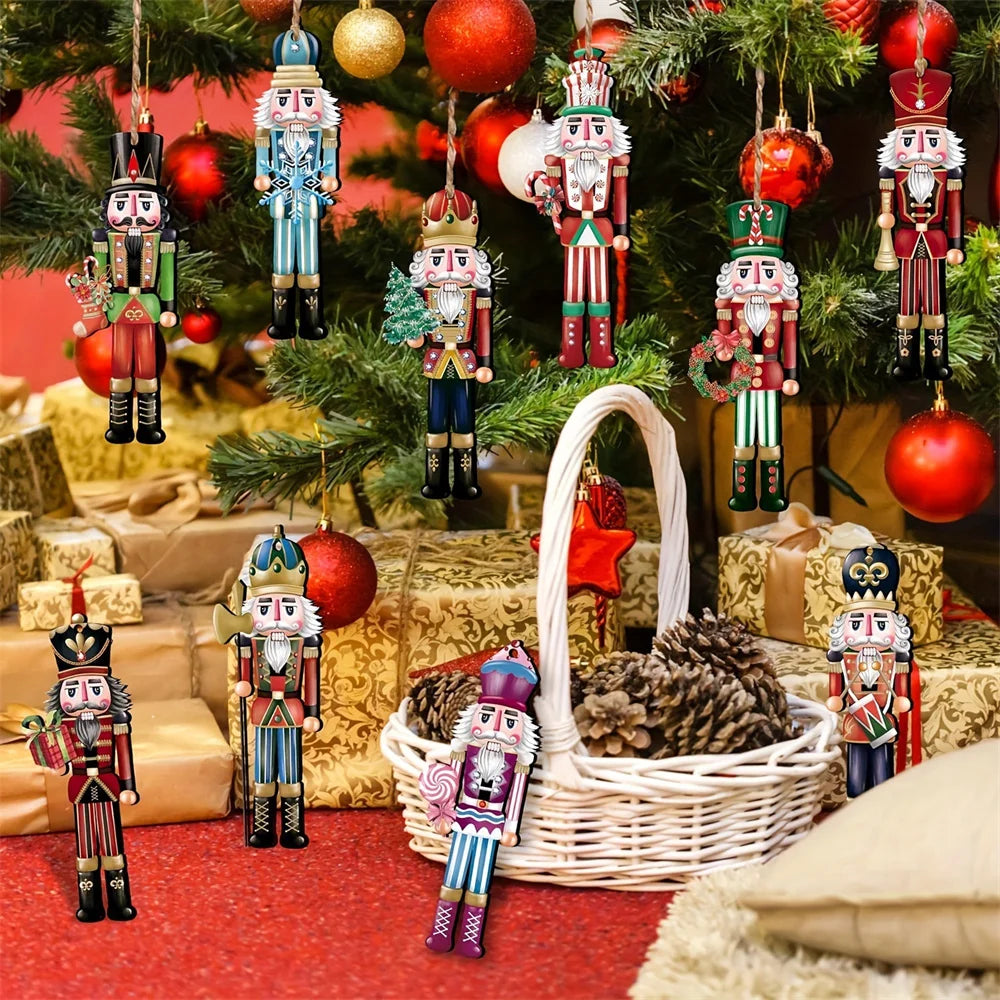 12pcs Christmas Nutcracker Soldier Ornaments - Wooden Tree Decoration 2026