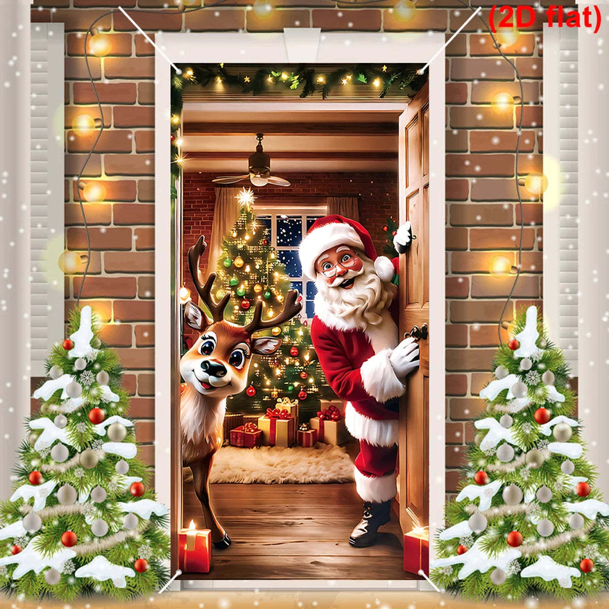 Christmas Door Flag - Hanging Santa Banner