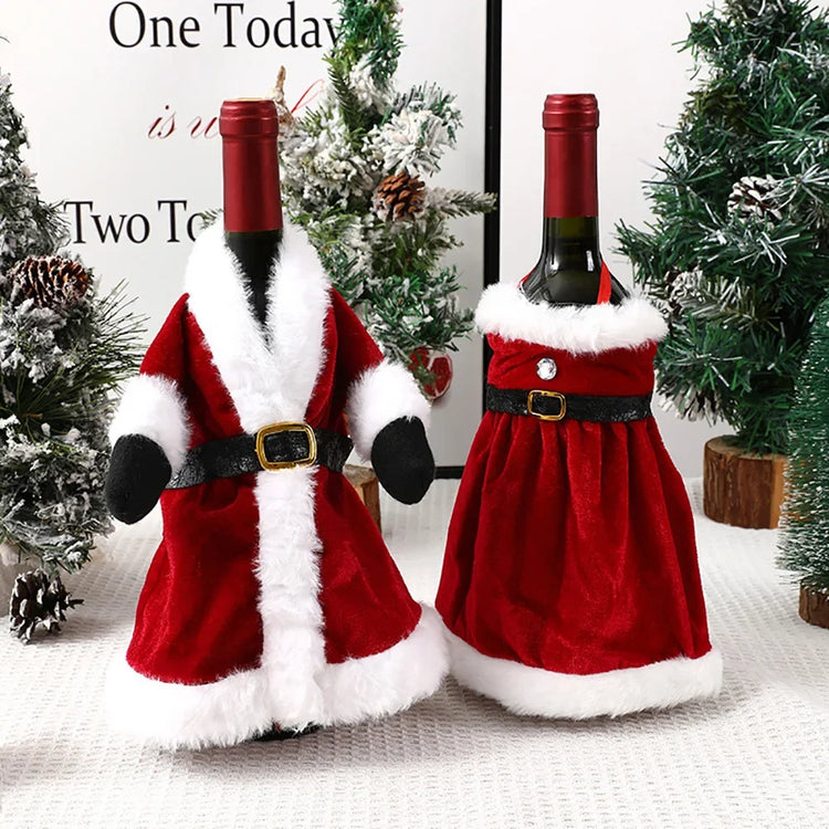 Christmas Wine Bottle Dress - Festive Table Decoration