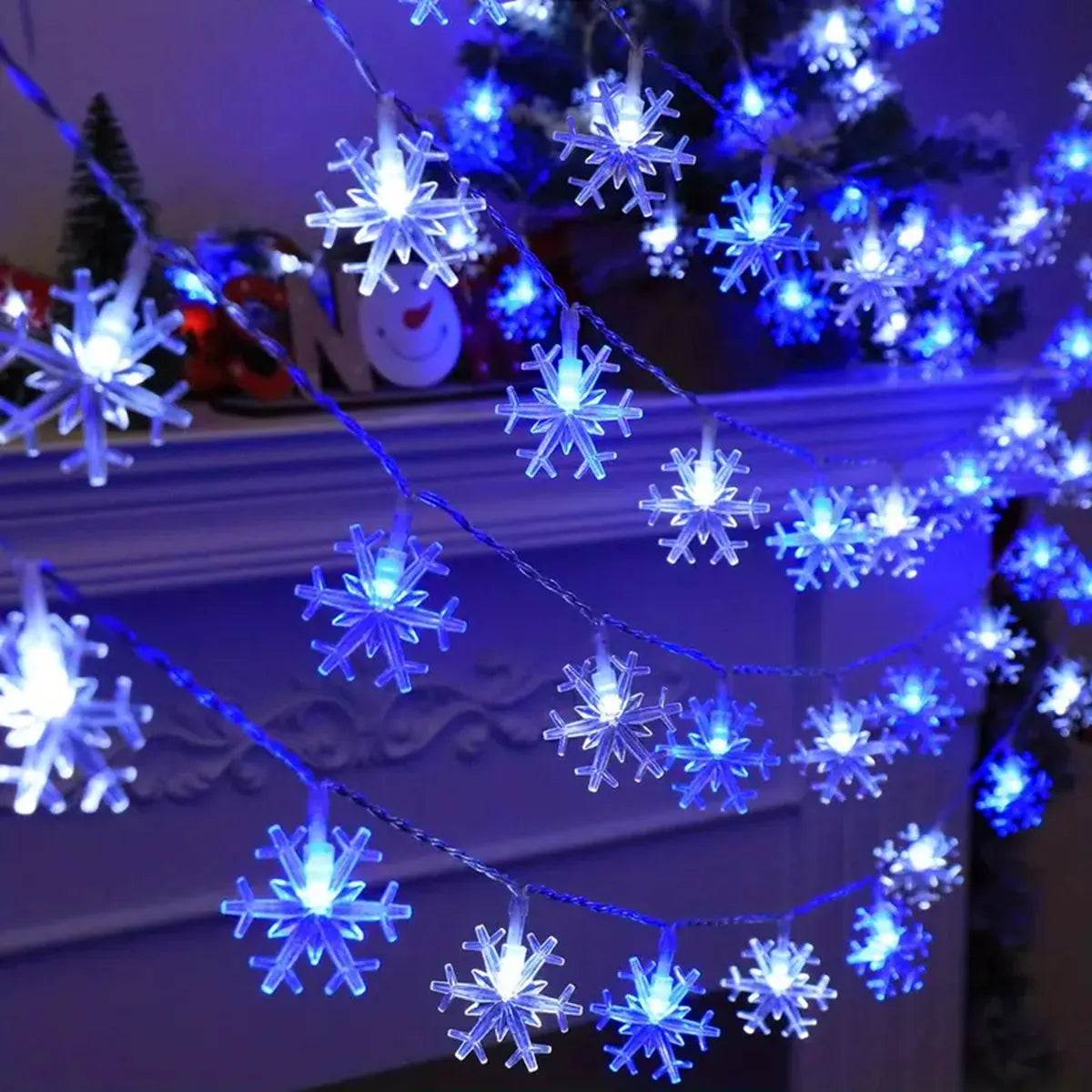 Guirlande Lumineuse LED Flocons de Neige - Décoration Noël Intérieur & Extérieur