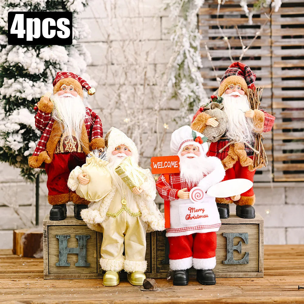 Plush Santa Doll 30cm - 1~4pcs Christmas Decoration for Home 2026