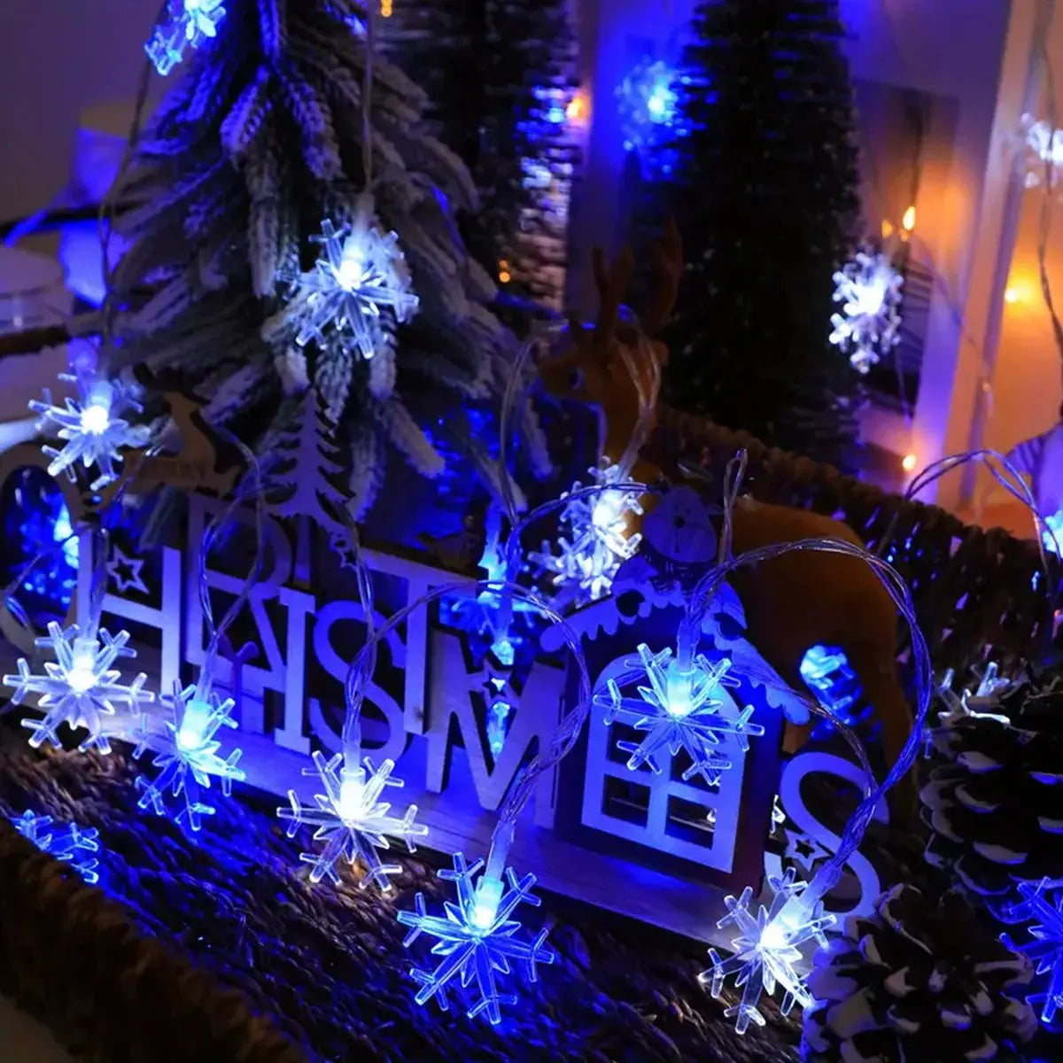 Guirlande Lumineuse LED Flocons de Neige - Décoration Noël Intérieur & Extérieur