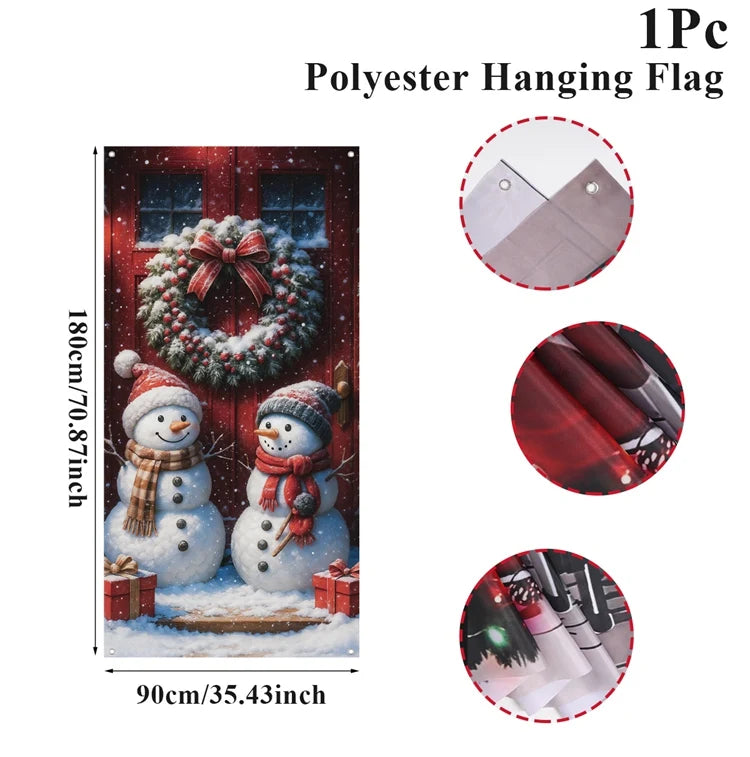Christmas Door Flag - Hanging Santa Banner for Home Entrance 2026
