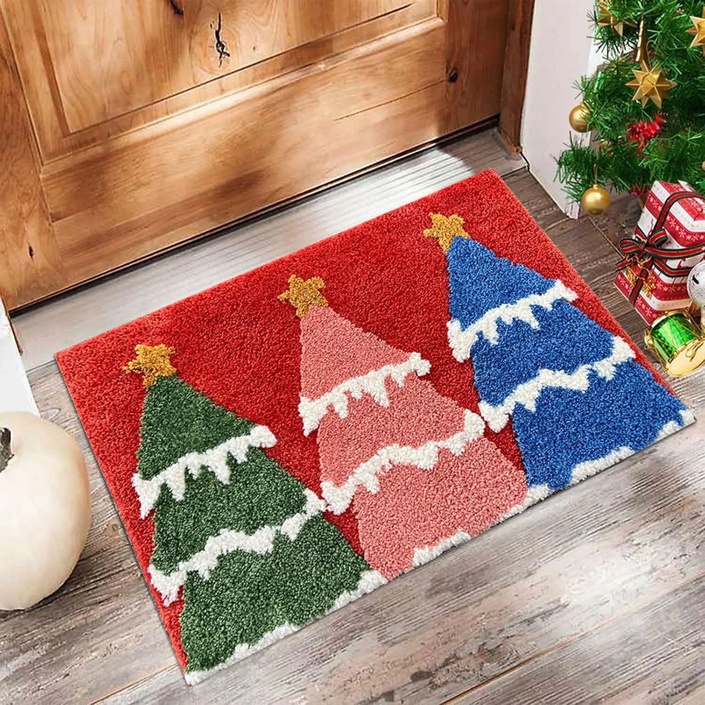 Christmas Doormat - Red Mat with Santa & Gingerbread Man 2026