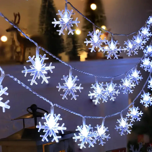 Guirlande Lumineuse LED Flocons de Neige - Décoration Noël Intérieur & Extérieur