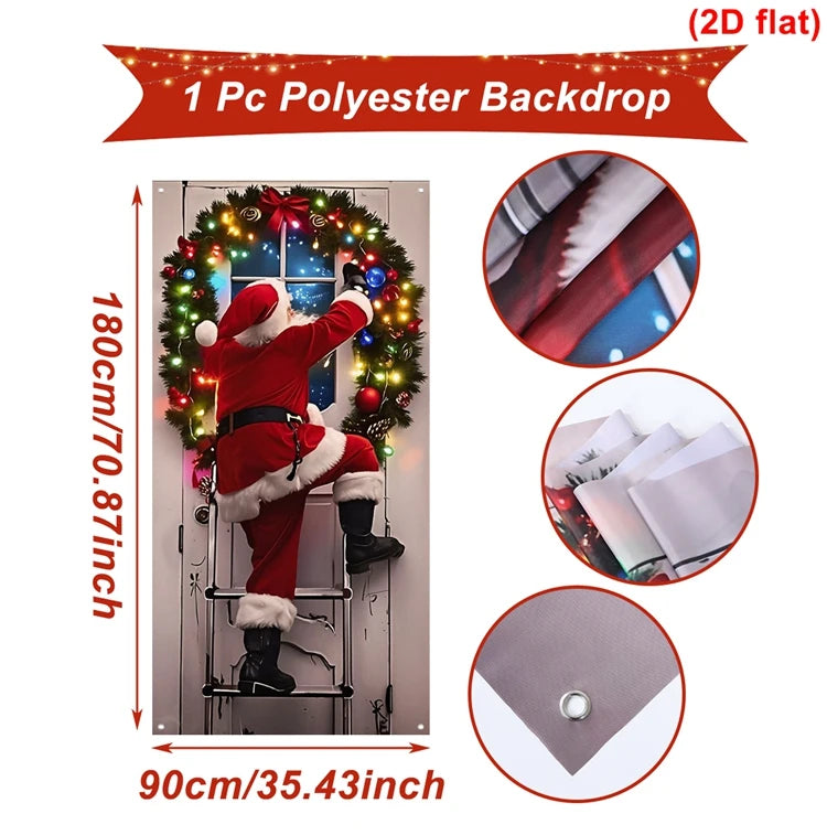 Christmas Door Flag - Hanging Santa Banner for Home Entrance 2026