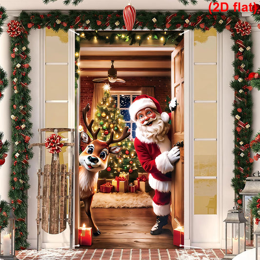 Christmas Door Flag - Hanging Santa Banner for Home Entrance 2026