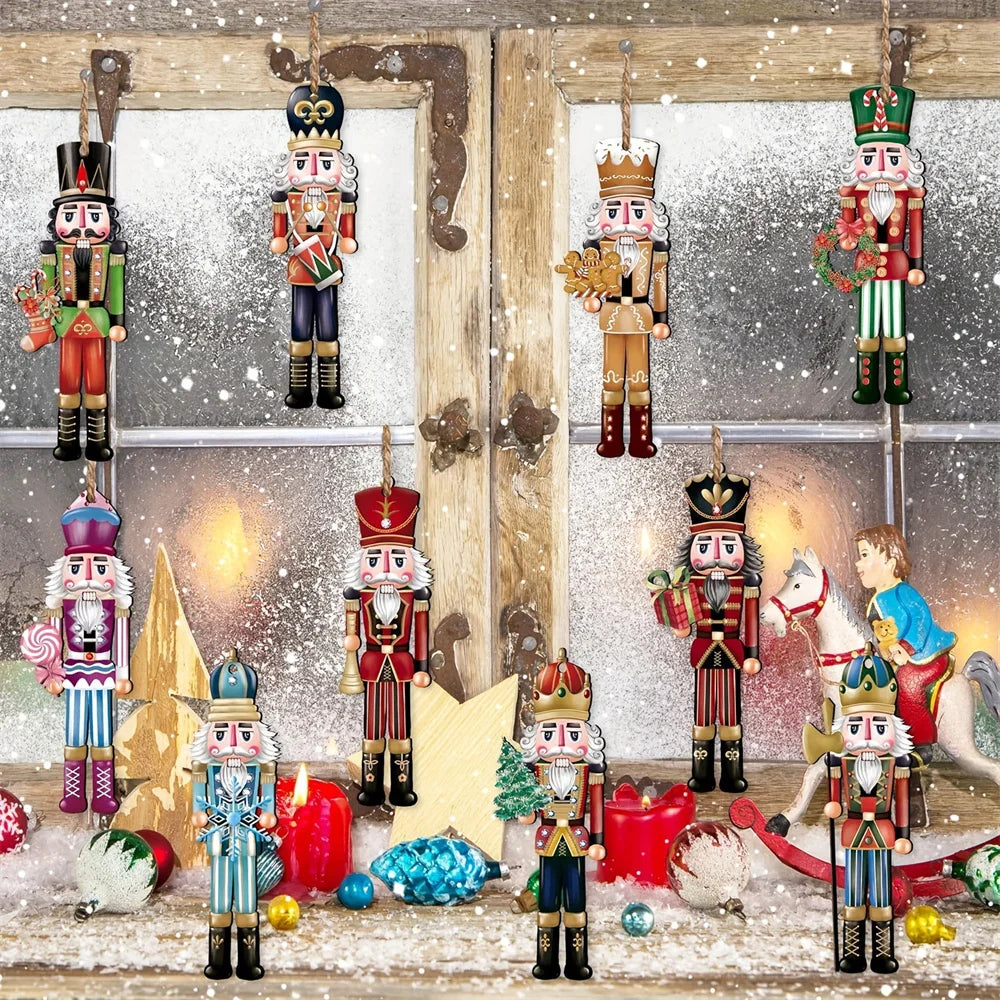 12pcs Christmas Nutcracker Soldier Ornaments - Wooden Tree Decoration 2026