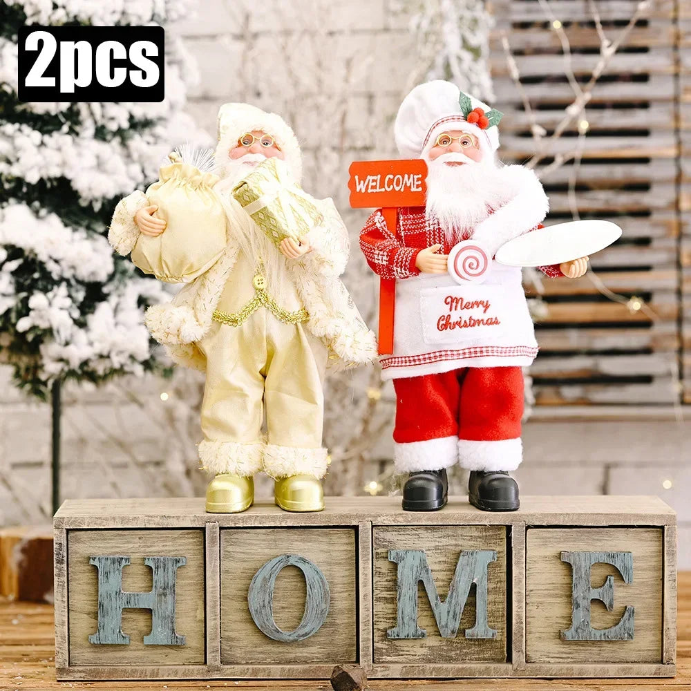 Plush Santa Doll 30cm - 1~4pcs Christmas Decoration for Home 2026