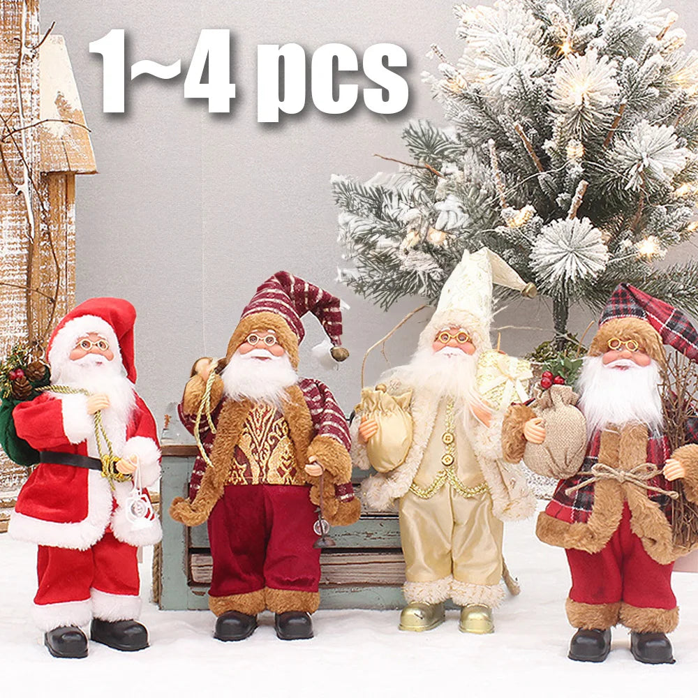 Plush Santa Doll 30cm - 1~4pcs Christmas Decoration for Home 2026