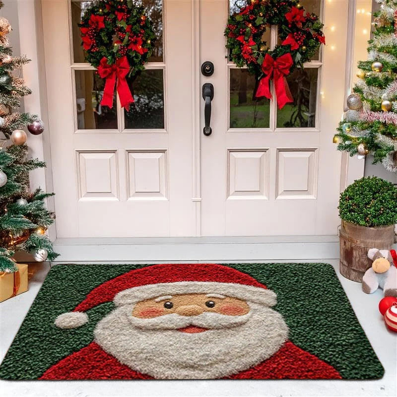Christmas Doormat - Red Mat with Santa & Gingerbread Man 2026