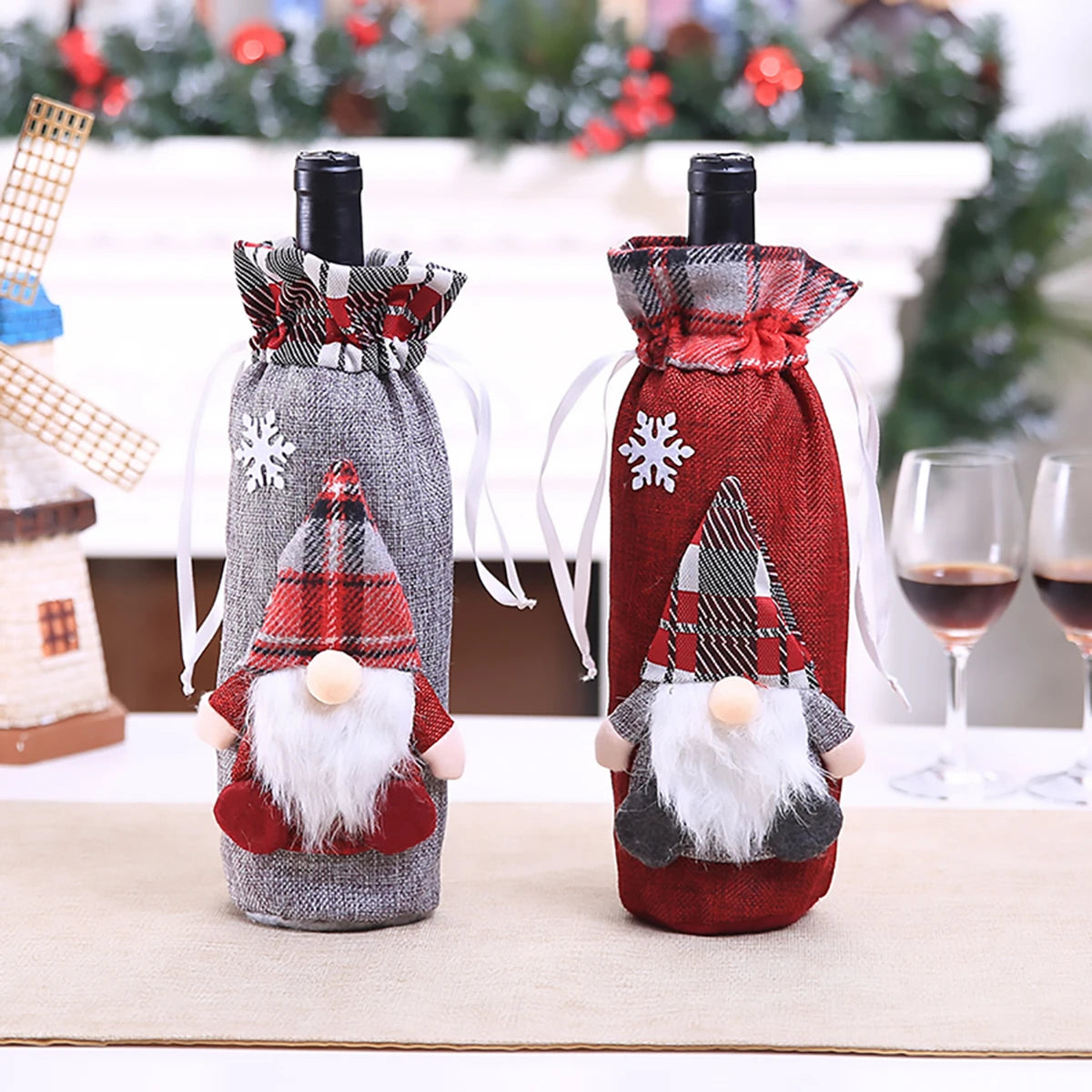 Christmas Wine Bottle Cover - Festive Table Decoration & Gift 2026
