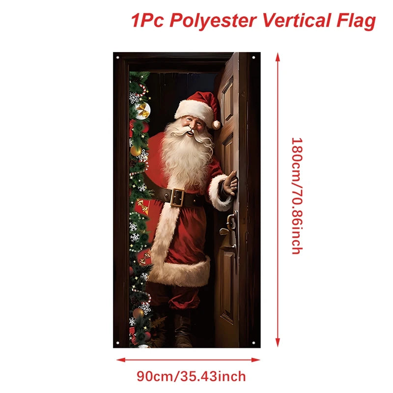 Christmas Door Flag - Hanging Santa Banner for Home Entrance 2026