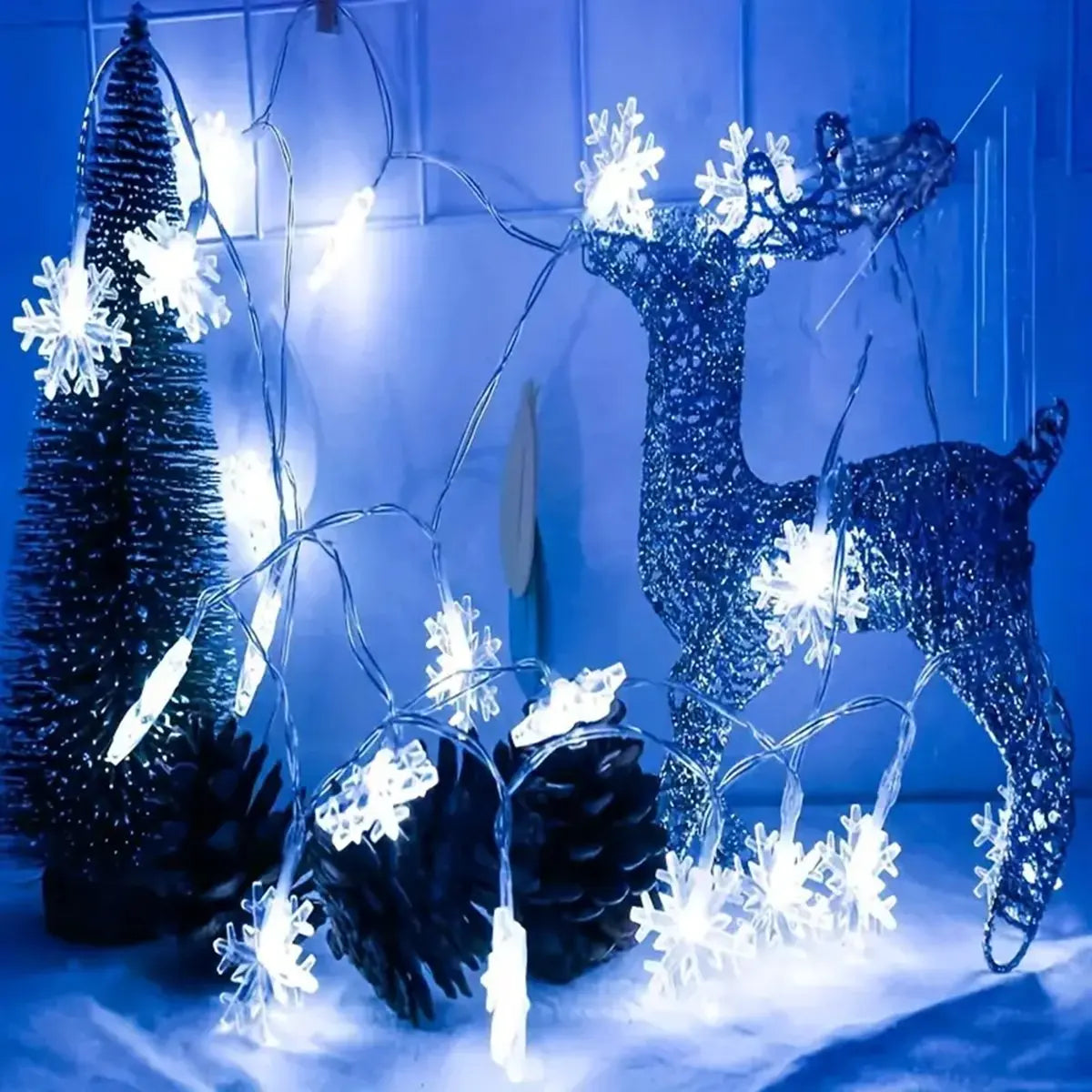 Guirlande Lumineuse LED Flocons de Neige - Décoration Noël Intérieur & Extérieur