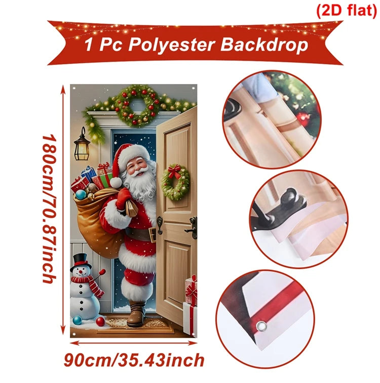 Christmas Door Flag - Hanging Santa Banner for Home Entrance 2026