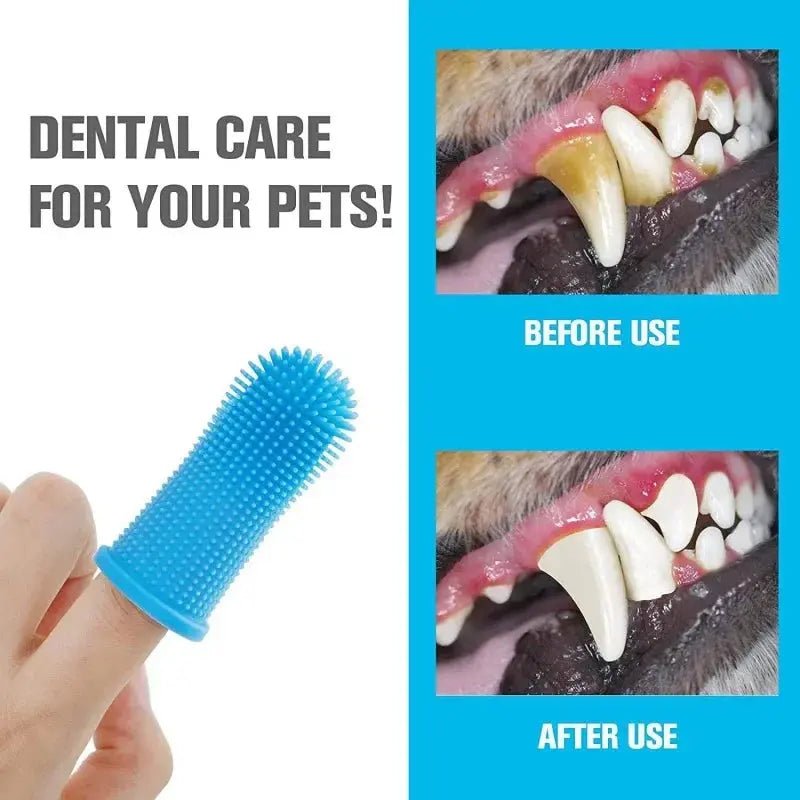 Pet dental care - silicone finger toothbrush for dogs and cats