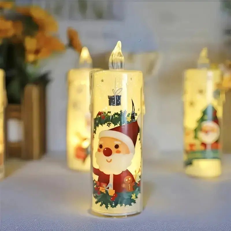LED Christmas candles 4 LED Christmas Candle Set - Flickering Tea Lights with Santa Projection - shop_name LED Christmas candles 4 LED Christmas Candle Set - Flickering Tea Lights with Santa Projectionnordicgift