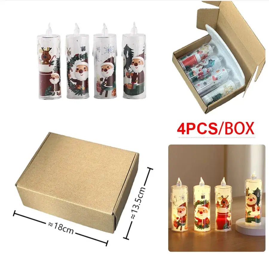 LED Christmas candles 4 LED Christmas Candle Set - Flickering Tea Lights with Santa Projection - shop_name LED Christmas candles 4 LED Christmas Candle Set - Flickering Tea Lights with Santa Projectionnordicgift