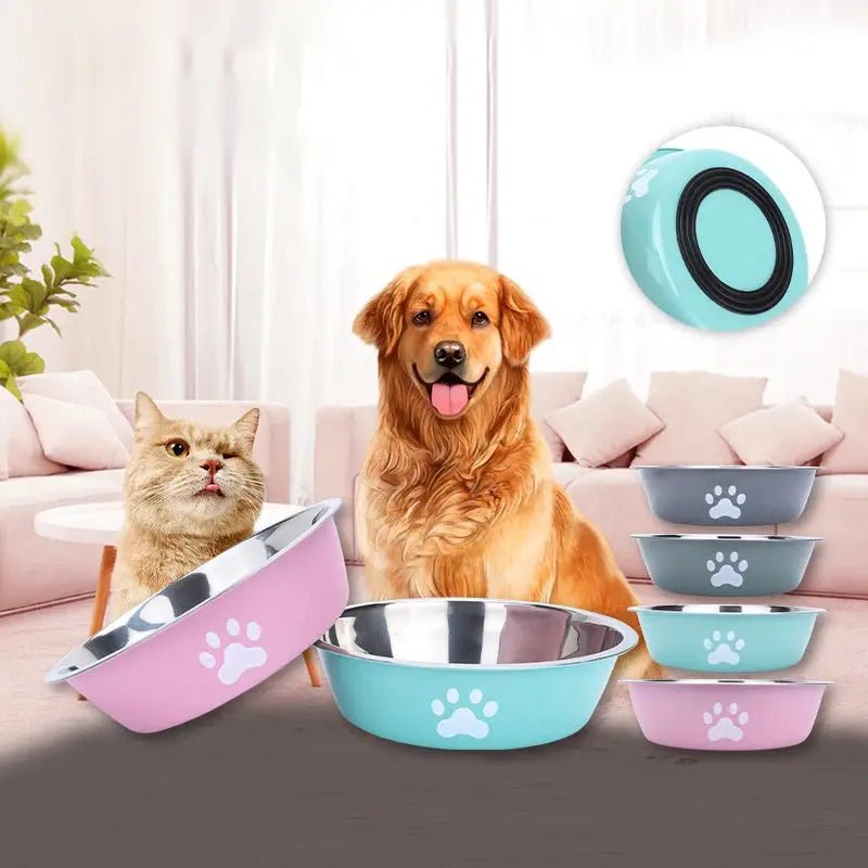 Stainless Steel Dog bowl and Cat Litter Box - Non - Slip Food Bowl with Paw Print - shop_name Stainless Steel Dog bowl and Cat Litter Box - Non - Slip Food Bowl with Paw Printnordicgift