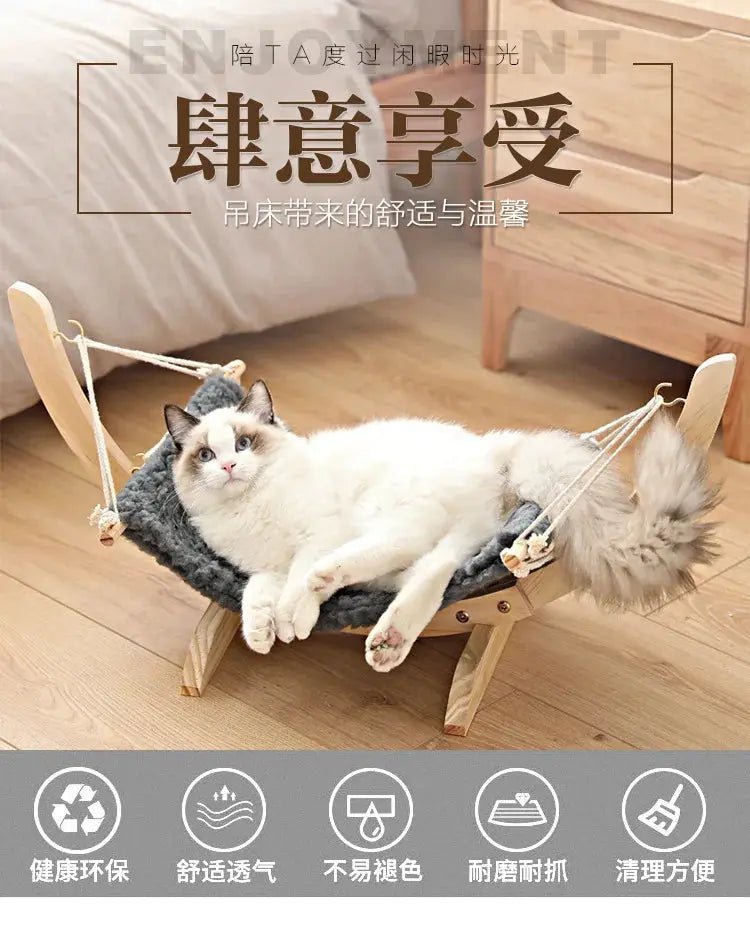 Wooden Cat Hammock - Swing Nest for Cats - shop_name Wooden Cat Hammock - Swing Nest for Catsnordicgift