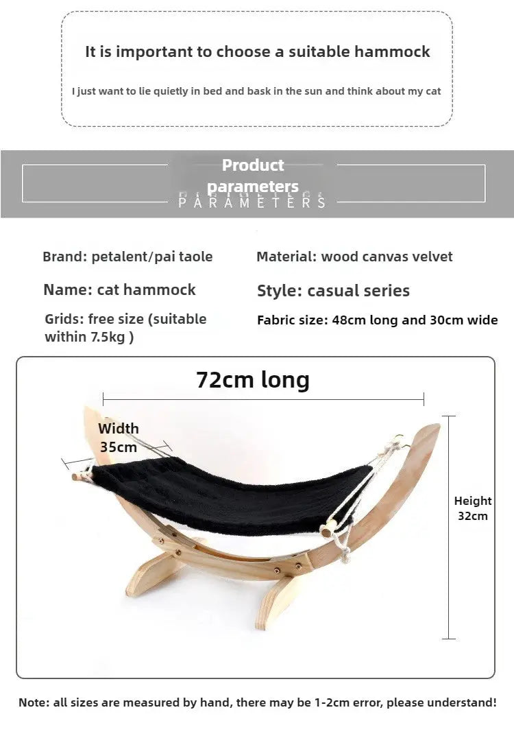 Wooden Cat Hammock - Swing Nest for Cats - shop_name Wooden Cat Hammock - Swing Nest for Catsnordicgift