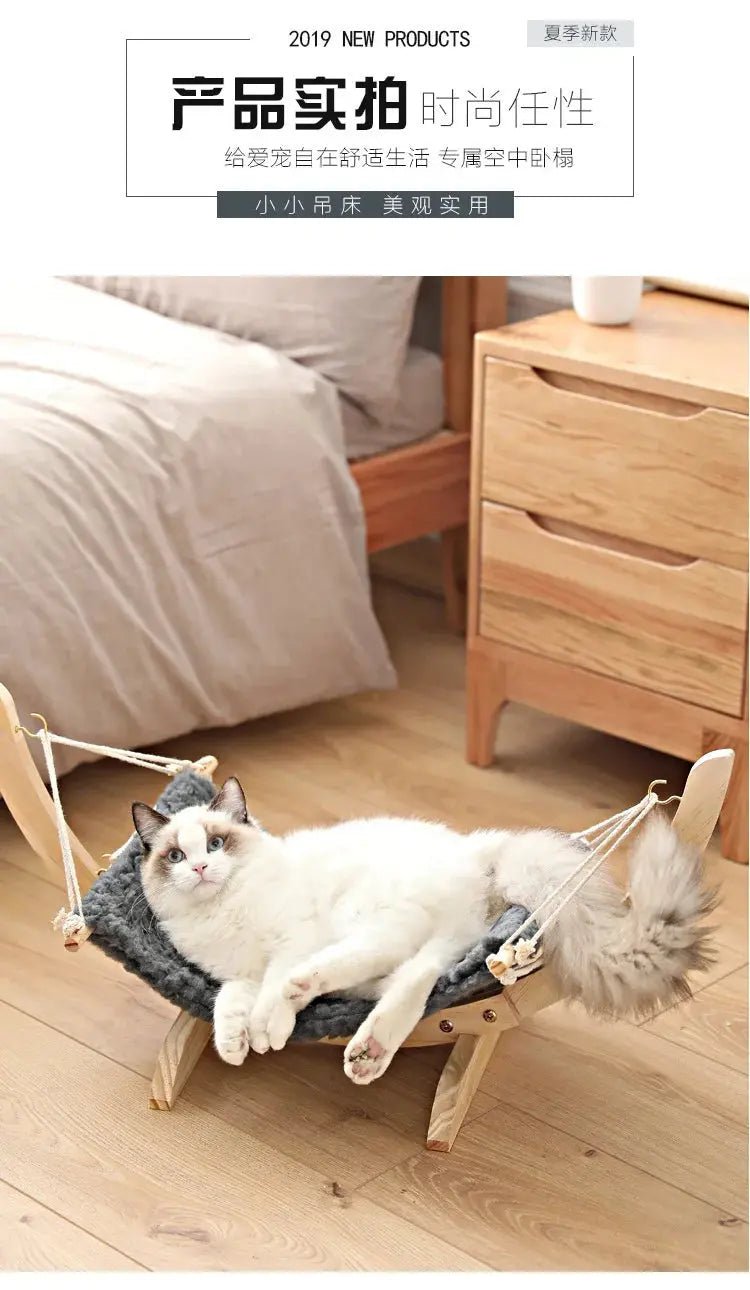 Wooden Cat Hammock - Swing Nest for Cats - shop_name Wooden Cat Hammock - Swing Nest for Catsnordicgift