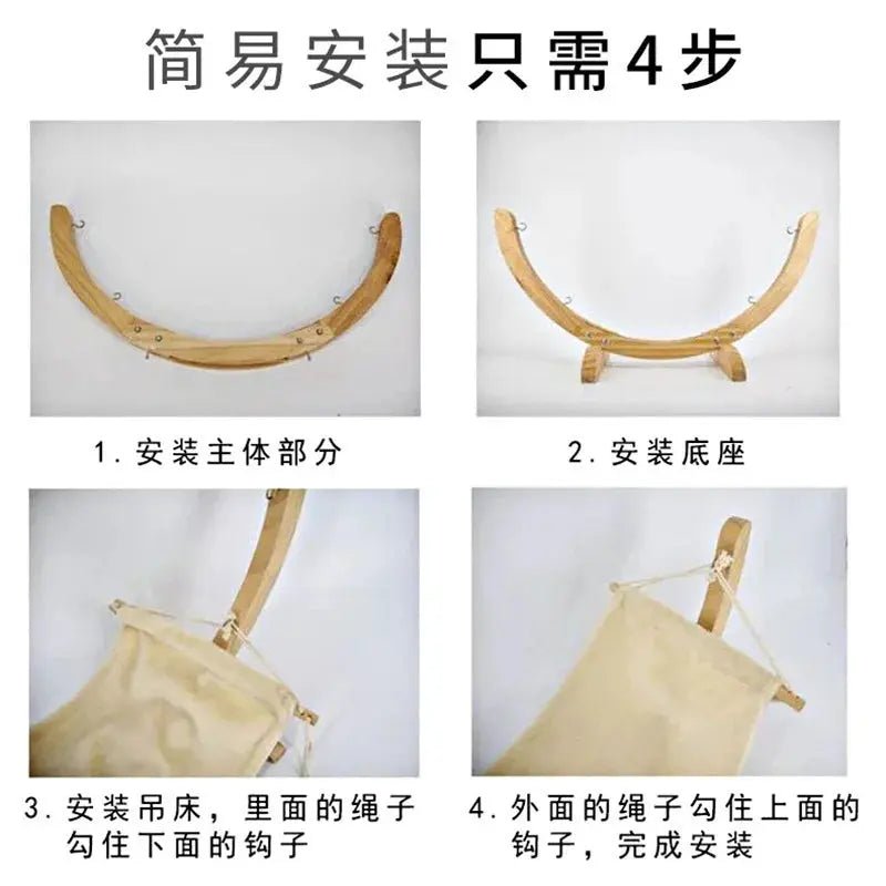 Wooden Cat Hammock - Swing Nest for Cats - shop_name Wooden Cat Hammock - Swing Nest for Catsnordicgift